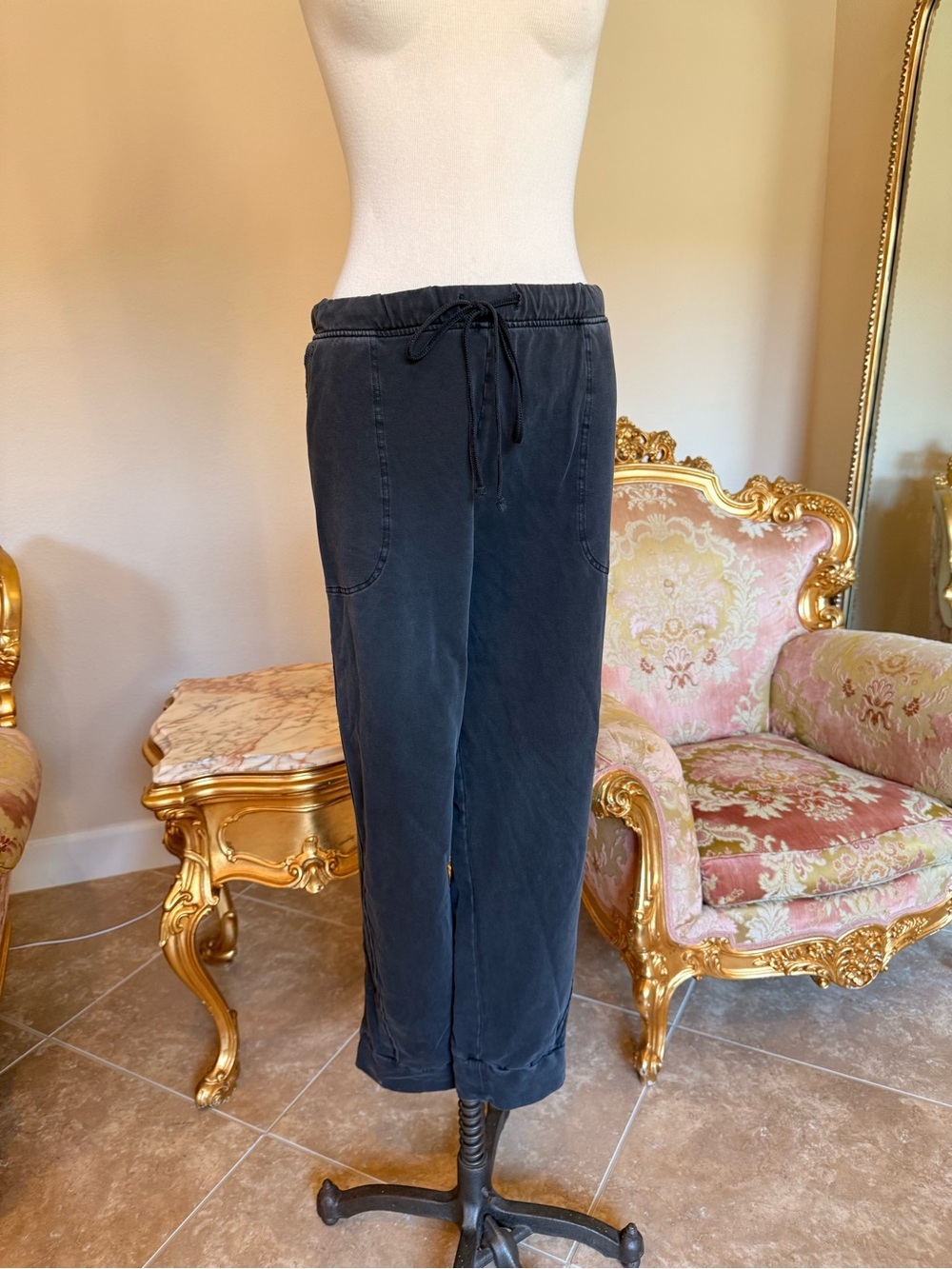 Black Drawstring Casual Pants